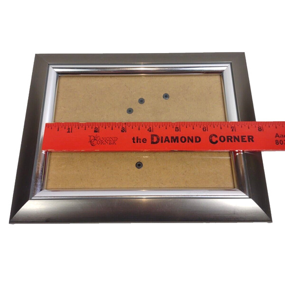 Satin Silver Toned Beveled Chrome Picture Frame 5x7 Photo Frame w Stand or Hang - Picture 3 of 11